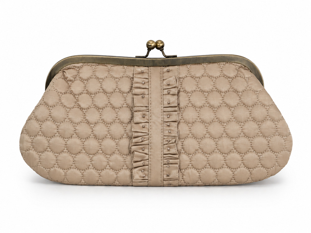 LIZ CLAIBORNE Champagne Gold Quilted Evening Bag NWT Shoulder Chain Clutch Y2K